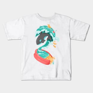 Killer Whale in a Kiddie Pool Tsunami Kids T-Shirt